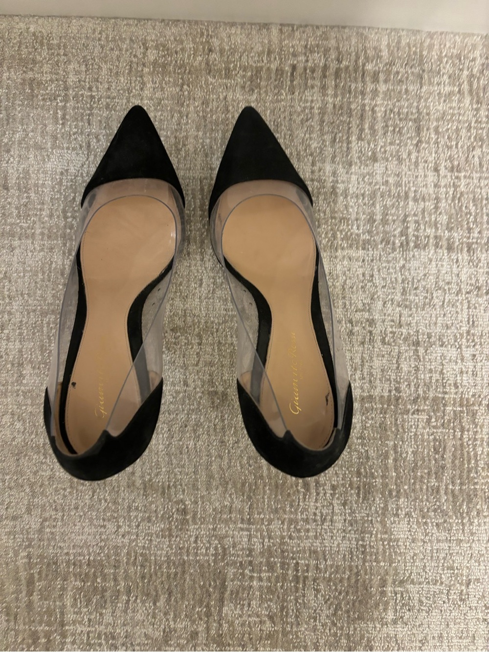 Black Pointed Toe Gianvito Rossi Pumps with Clear Sides